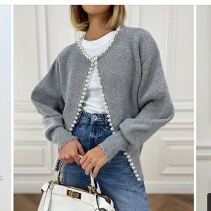 Commense Pearl Trim Cardigan